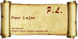 Paor Lajos névjegykártya